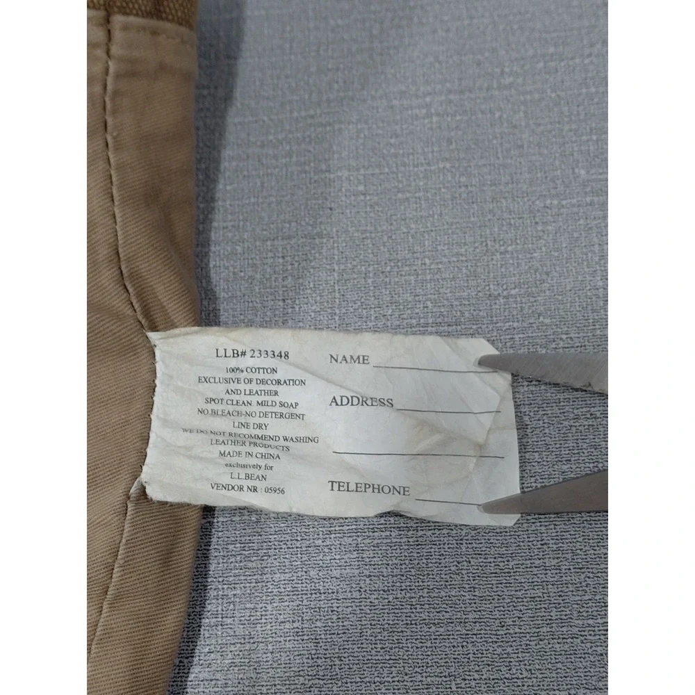 Vtg L.L. Bean Canvas & Leather Buckle‎ Tote Bag Khaki Unisex